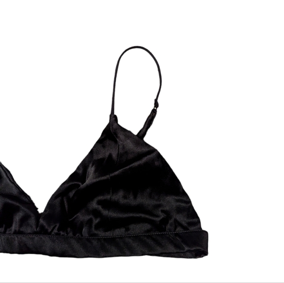 NWOT Silk Silky Mulberry Silk Blend Black Adjustable Strap No Padding Bra - Picture 3 of 7
